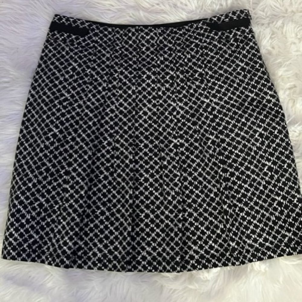 Loft Black & White Pleated Skirt